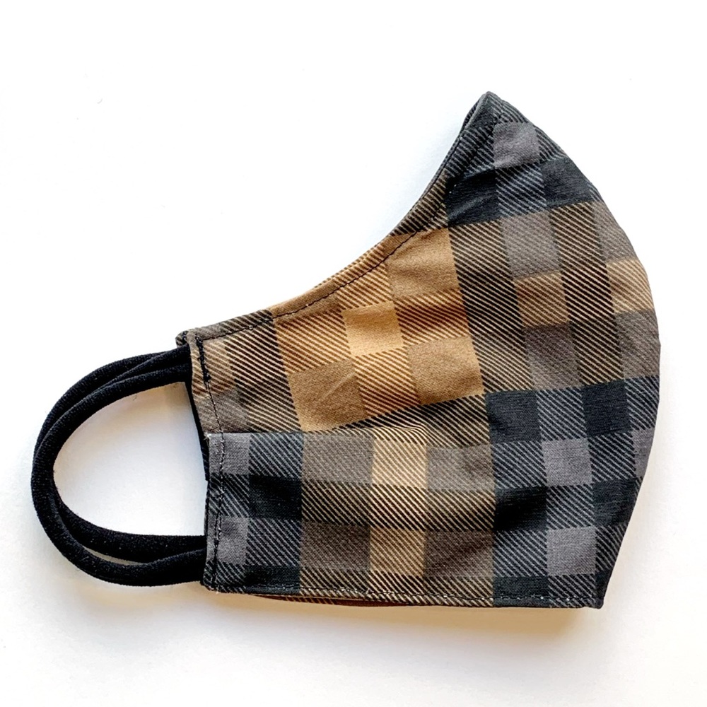 ADULT CLOTH MOLDED FACE MASK_MULTI PLAID